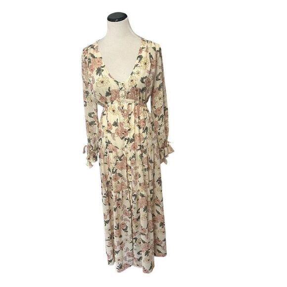 New! Mable Floral Tiered Maxi Dress Sz S - Picture 1 of 3